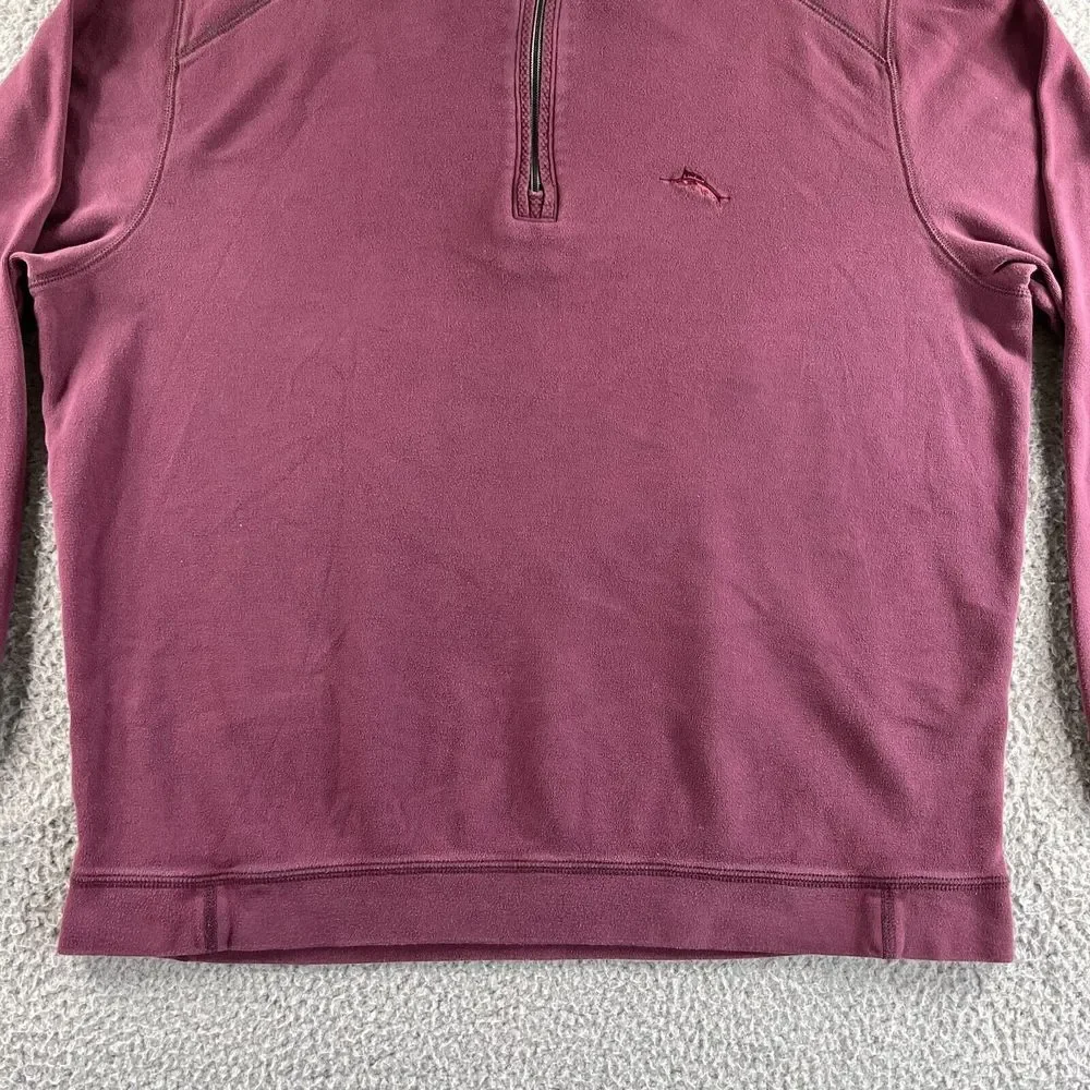Tommy Bahama Sweater Mens‎ Extra Large Maroon Red Pullover 1/4 Zip Pima Cotton